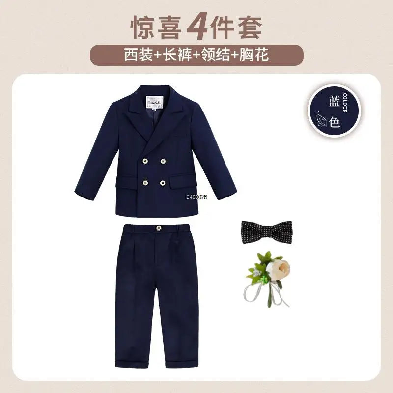 Little Boys Wedding Suit Children Photography Dress Kids Stage Performance Formal Blazer Suit Baby Birthday Ceremony Costume