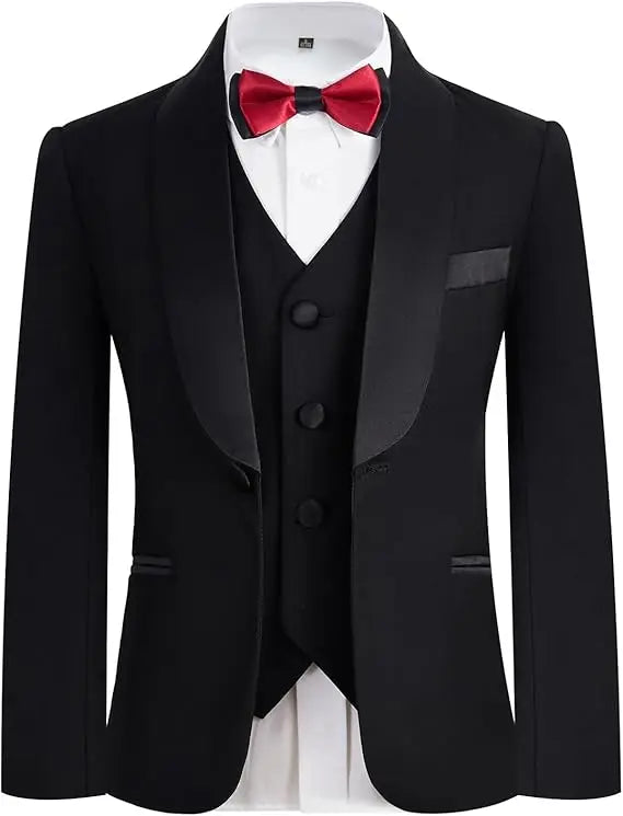 4Pieces/Set Jacket Vest Pants Bowtie Child White Piano Violin Dress Gentleman Kids Slim Prom Suit Boys Dance Performance Costume