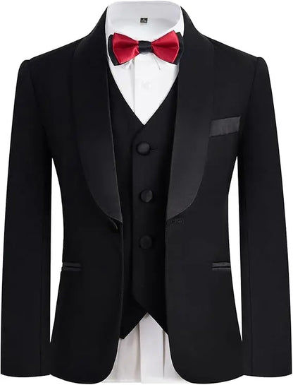 4Pieces/Set Jacket Vest Pants Bowtie Child White Piano Violin Dress Gentleman Kids Slim Prom Suit Boys Dance Performance Costume
