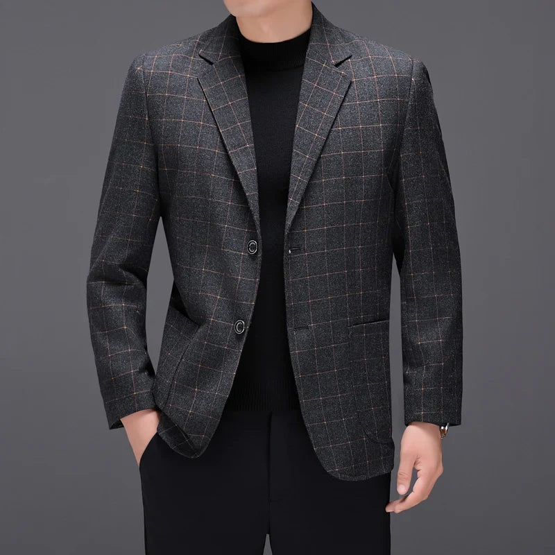 Blazer Fashionable Outdoor Travel Camping Youthful Wedding Versatile Host for Campus Leisure Korean Style Checkered Men's Blazer