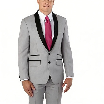 Slim Fit Solid Men's 2-Piece Tuxedo Shawl Lapel One Button Business Wedding Prom Groom Suit Jacket And Pants Set Men Clothing