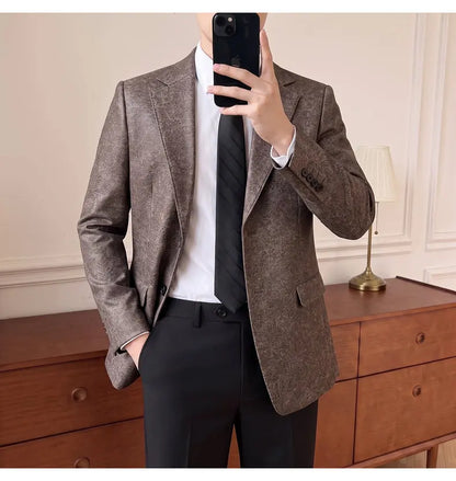 Men's Smart Casual Blazer Single Breasted Slim Fit Full Sleeve Business Formal Jacket