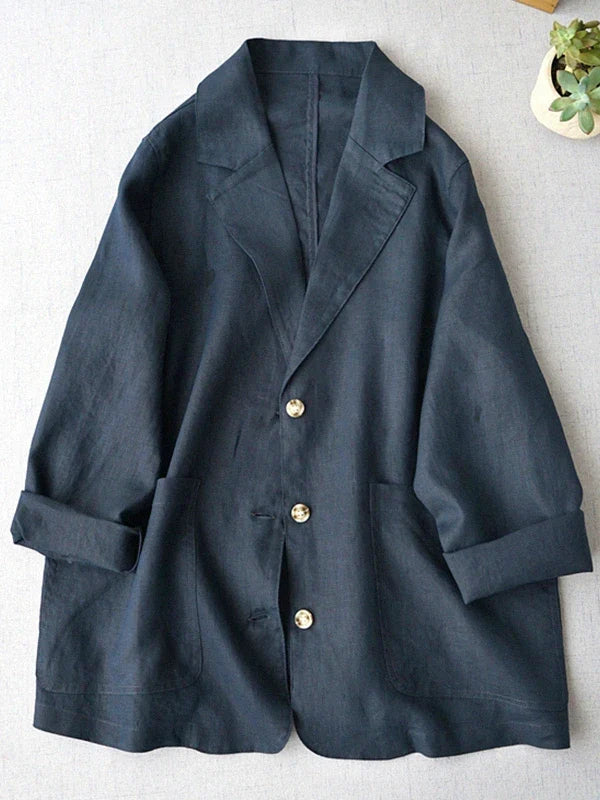 Loose Women's Short Suit Jacket Korean Japanese Style Cotton Linen Open Cardigan Top Casual Comfortable Fashionable