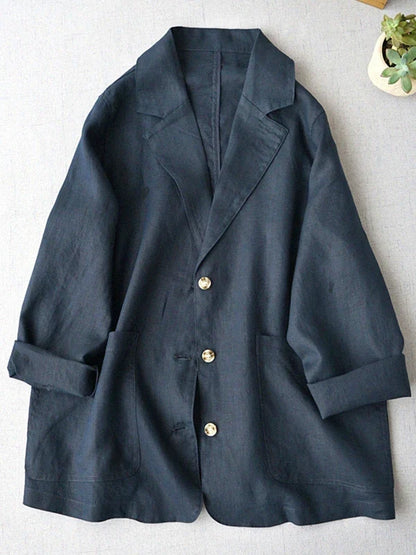 Loose Women's Short Suit Jacket Korean Japanese Style Cotton Linen Open Cardigan Top Casual Comfortable Fashionable