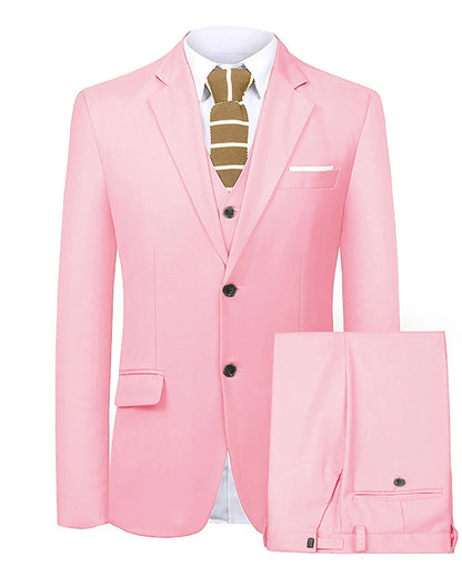 Men's 3 Pieces Suit Two Buttons Notch Lapel Jacket Waistcoat and Trousers Dinner Wedding Tuxedos Slim Fit Formal Business Suits