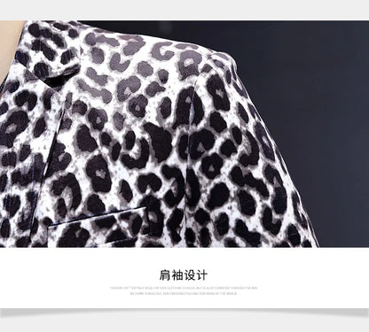 Blazer New Men's Fashion Business Gentleman Wedding British Style Banquet Leopard Print Luxe Handsome Outdoor Casual Blazer