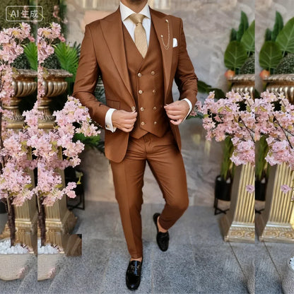 Men's Single Breasted 3-Piece Suit Set – Jacket, Pants & Vest | Multi-Color Formal & Casual Wear