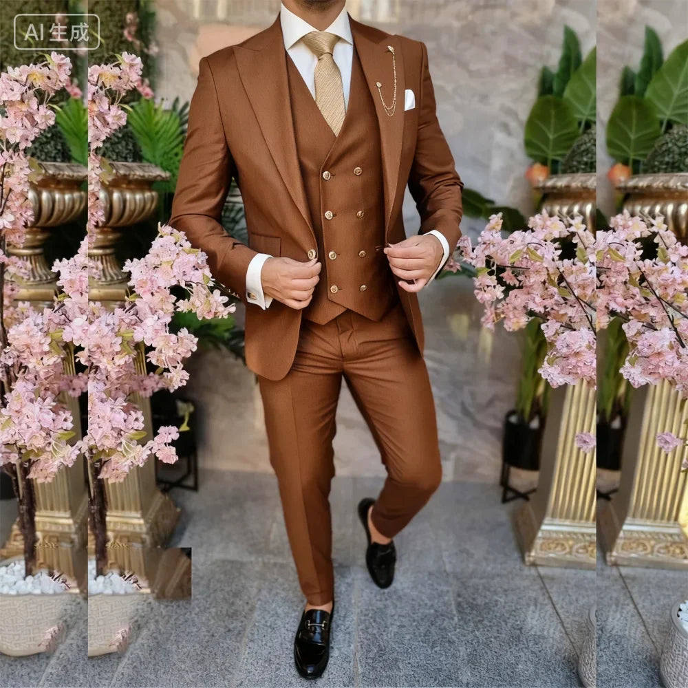 Men's 3-Piece Suit Set Single Breasted Regular Fit – Multi-Color | Jacket, Pants & Vest