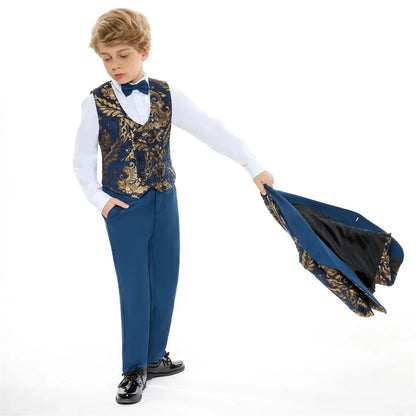 Boys Suit Set 4 Piece Slim Fit Formal Tuxedo for Weddings Ages 3–14