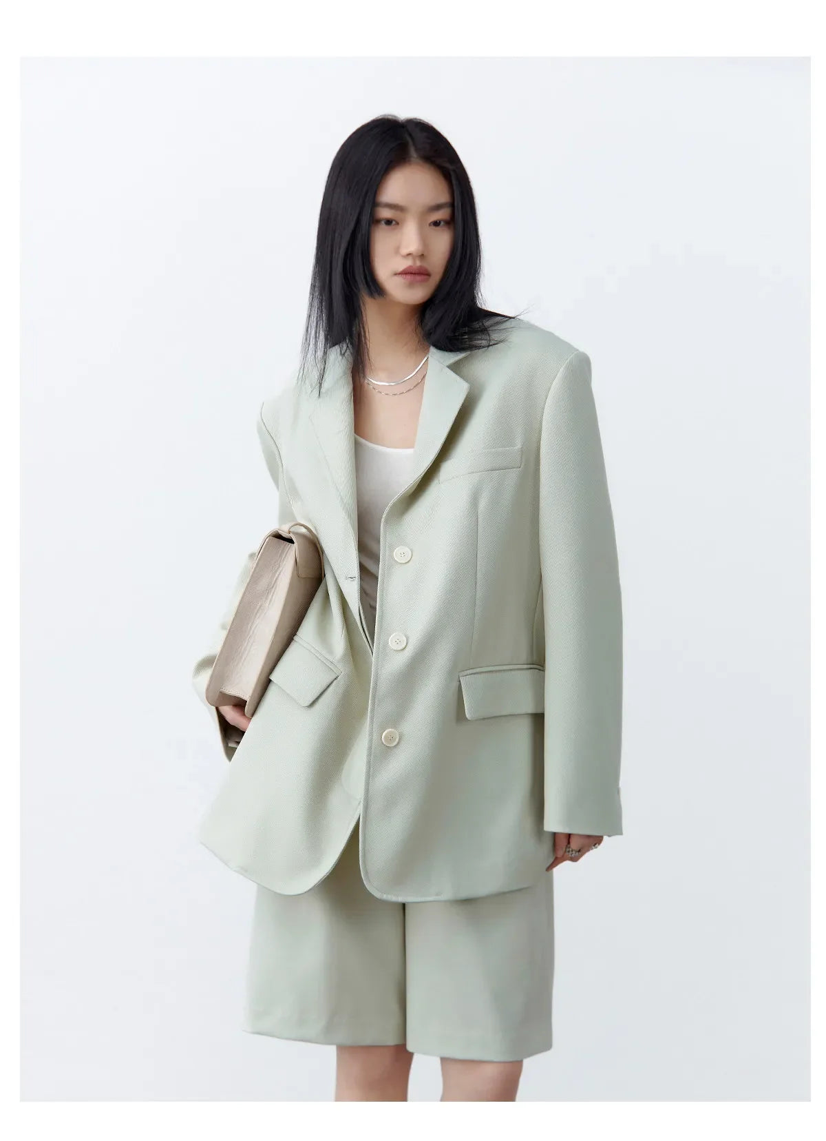 Fashion Women Woolen Blazers Solid Loose Casual Single-breasted Twill Suit Coat Office Ladies Jacket Spring Summer 2026