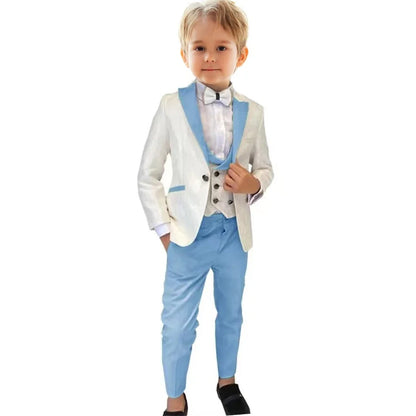 Boys 3-Piece Suit Set Jacket Vest Pants Paisley Slim Fit Kids Formal Tuxedo for Weddings