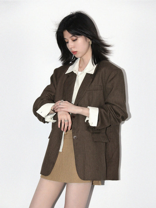 New Women Blazer Jacket Loose Casual Retro Single-breasted Office Lady Suit Blazer Coat Spring Autumn 2026 Clothes
