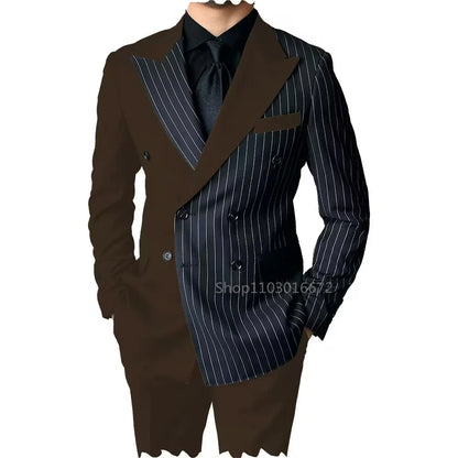 2 Piece Men's Wedding Suits Groom Tuxedos with Peak Lapel Double Breasted Blazer And Pants Set for Prom Business Costume Homme