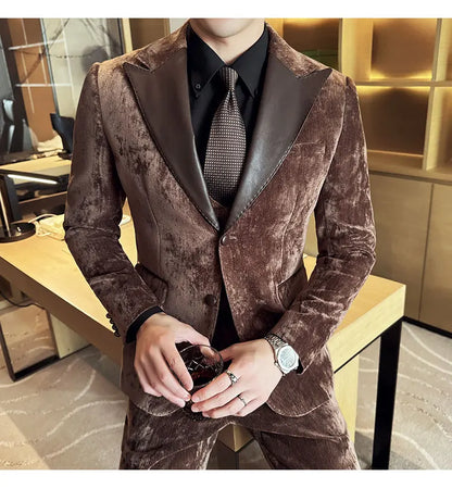 Men's Slim Fit 3-Piece Suit – Smart Casual & Wedding Formal Set