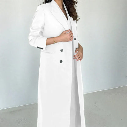 Gray Women Pants Sets 3 Piece Gorgeous Peak Lapel Double Breasted Solid Outfits Fashion Formal X-Long Suits (Blazer+Vest+Pants)