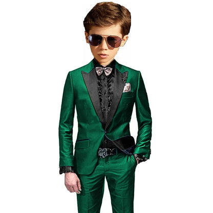 Burgundy Boys Slim Fit Tuxedo 2 Pieces Jacket Pants Formal Party Outfit One Button Peak Lapel Kids Suit Set Wedding Guest Wear