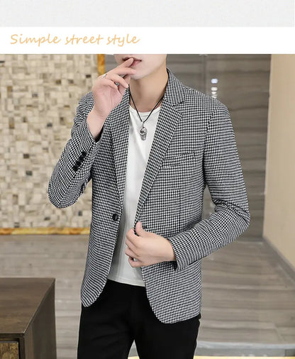 2026 Blazer Outdoor Men's Checked Fashion Business Trend Wedding Slimming Gentleman Casual Korean Travel High Formal Wear Blazer