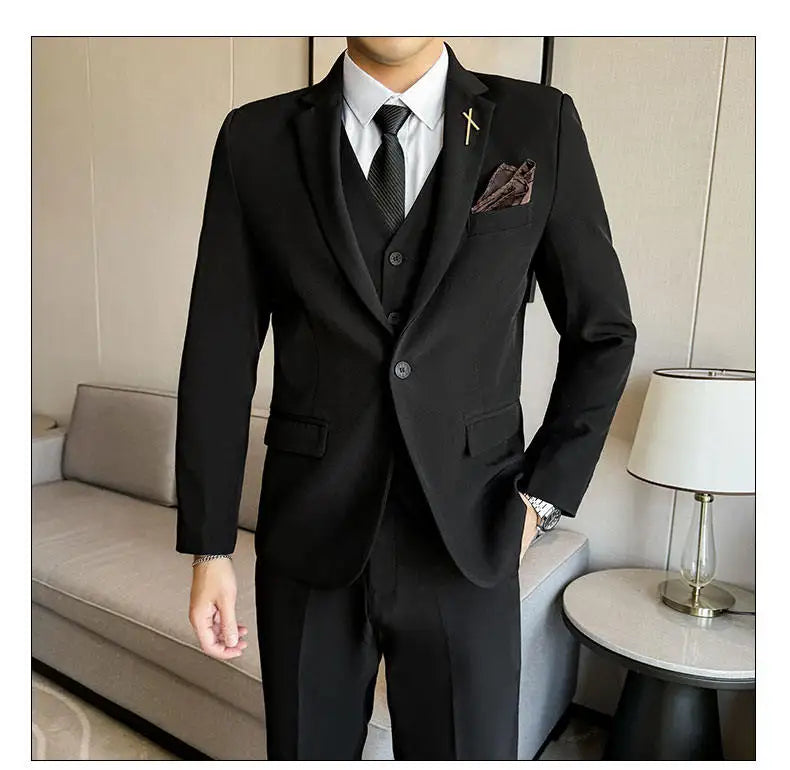 Men's 3-Piece Suit – Blazer, Vest & Trousers | Smart Casual Business & Wedding Suit
