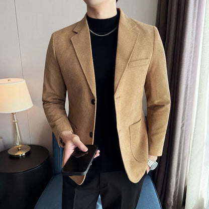 High-end Design, Fashionable, Cool and Trendy Business Casual Banquet New Corduroy Suit Banquet Fine Jacket