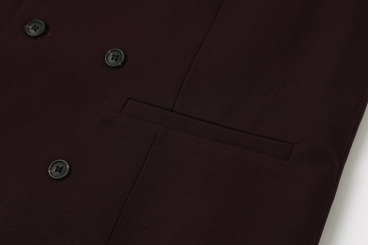 Men's 3-Piece Wedding Suit – Single Breasted Smart Casual Suit for Men – Burgundy, Navy Blue, Black, Dark Grey
