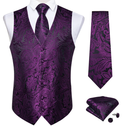 Men's Suit Vest and Tie Set – Single Breasted Waistcoat with Necktie and Pocket Square for Weddings and Business Events