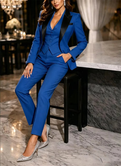 Women’s Suit Set 3 Piece Elegant Formal Slim Fit Luxury Wedding Guest Outfit Evening Party Wear Blazer+Vest+Pant