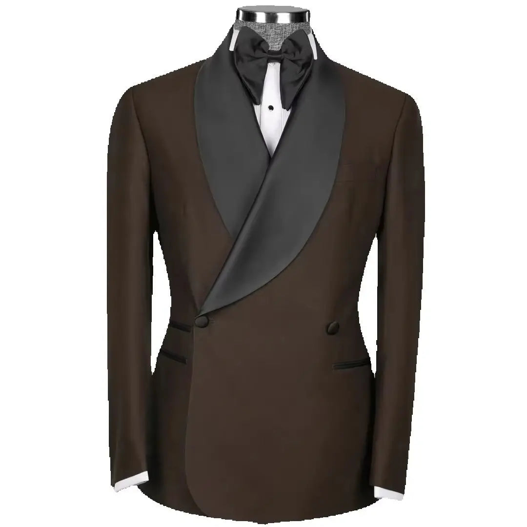 1 Piece Burgundy Smoking Jacket for Men Double Breasted Shawl Lapel Slim Fit Suit Blazer for Prom Party Wedding Business Coat