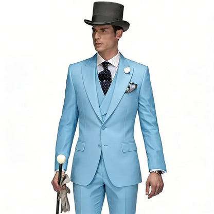 Men's Casual Lapel Smoking Slim Fit Wedding Suit Single-Button Blazer Vest Pant Party Festive 3-Piece Men Suit Set