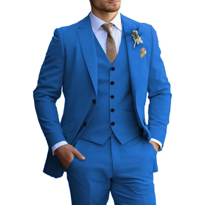Customized Tuxedo Elegant Suit For Men 3 Piece Blazer Vest And Pant Set Notched Lapel High Quality Suit For Men Wedding suits