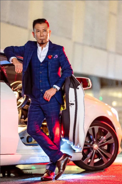 (Jackets +Pants+Vest) Luxury Men Groom Wedding Tuxedo Fashion Plaid Business Suits High Quality Casual Business Suit Three-piece