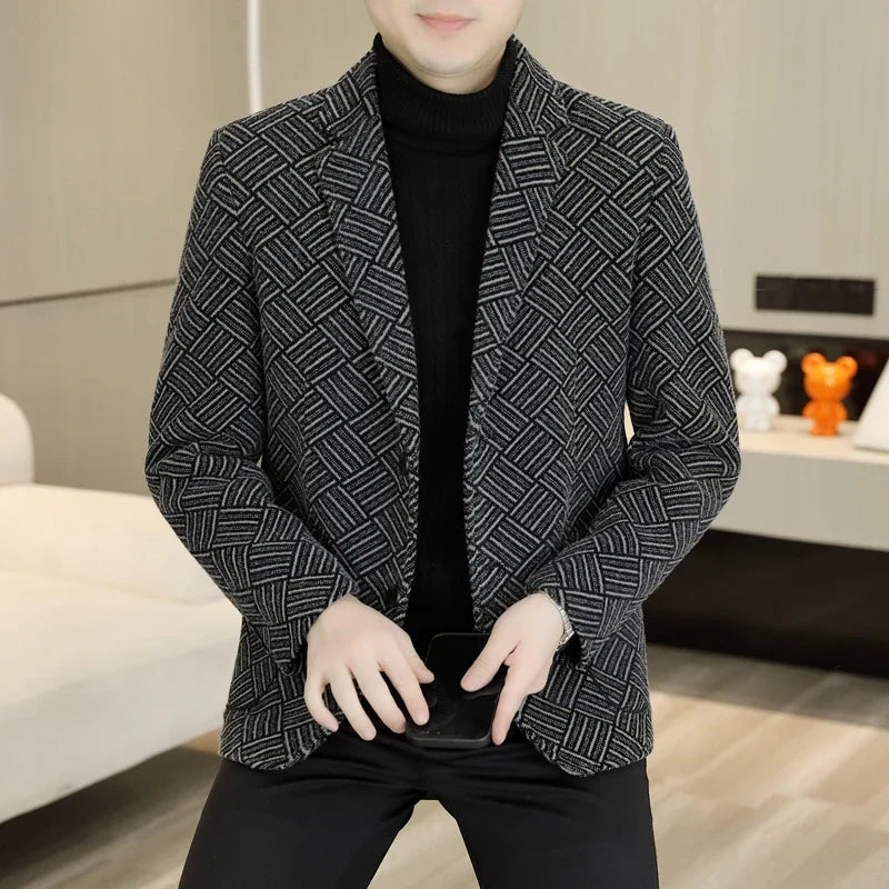 Blazer Autumn and Winter Men's Fashion Outdoor Travel Youth Wedding Slimming Casual Formal Wear with Cotton Warmth Blazer  2025