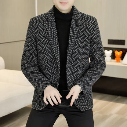Blazer Autumn and Winter Men's Fashion Outdoor Travel Youth Wedding Slimming Casual Formal Wear with Cotton Warmth Blazer  2025
