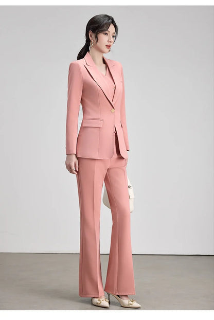 Autumn New Elegant Chic Business Formal Outfit for Women Long Sleeve Blazer and Pants Two Piece Matching Sets Trousers Suit