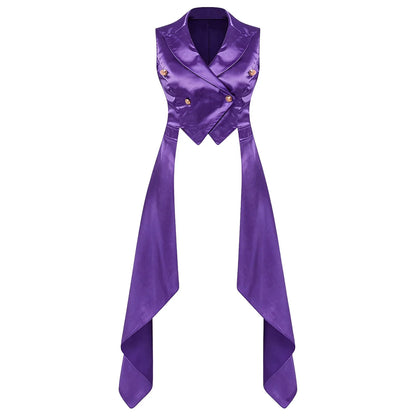 Women Victorian Tuxedo Sleeveless Vests Renaissance Waistcoat Irregular Hem Vest Satin Tailcoat Top for Halloween Gothic Outfit