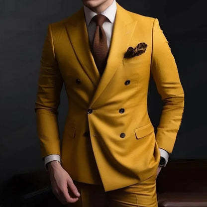 Olive Green Men's 2 Piece Blazer+Pant Wedding Dress Suits Slim Fit Lapel Party Leisure Formal Male Suit For Groomsman Suits