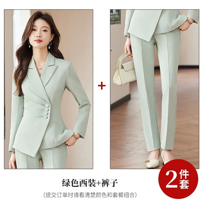 Fashionable Business Women's Clothing, Boutique Long-Sleeved Two-Piece Pants + Blazer, New Style in 2025