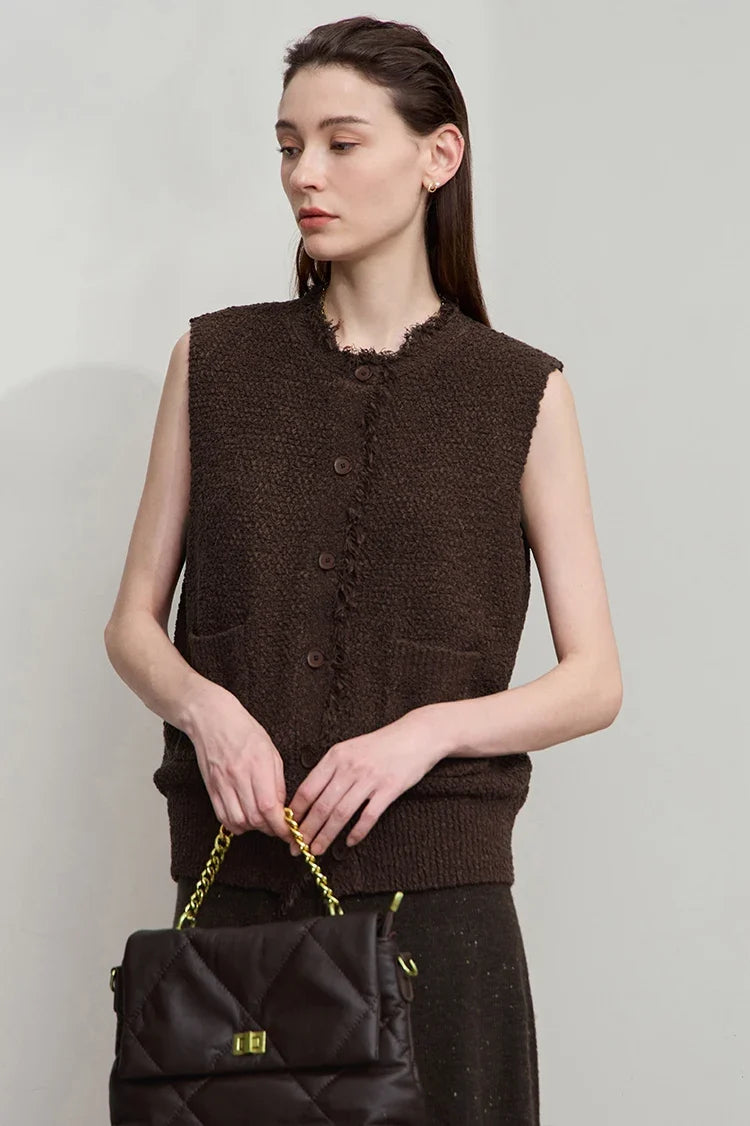 Women's Vest 2025 Autumn New O-neck Elegant Retro Knitted Vest Women's Casual Versatile Loose Sleeveless Top Female12543082