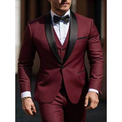Men's 3-Piece Suit Set Jacket Vest Pants for Weddings Proms and Business
