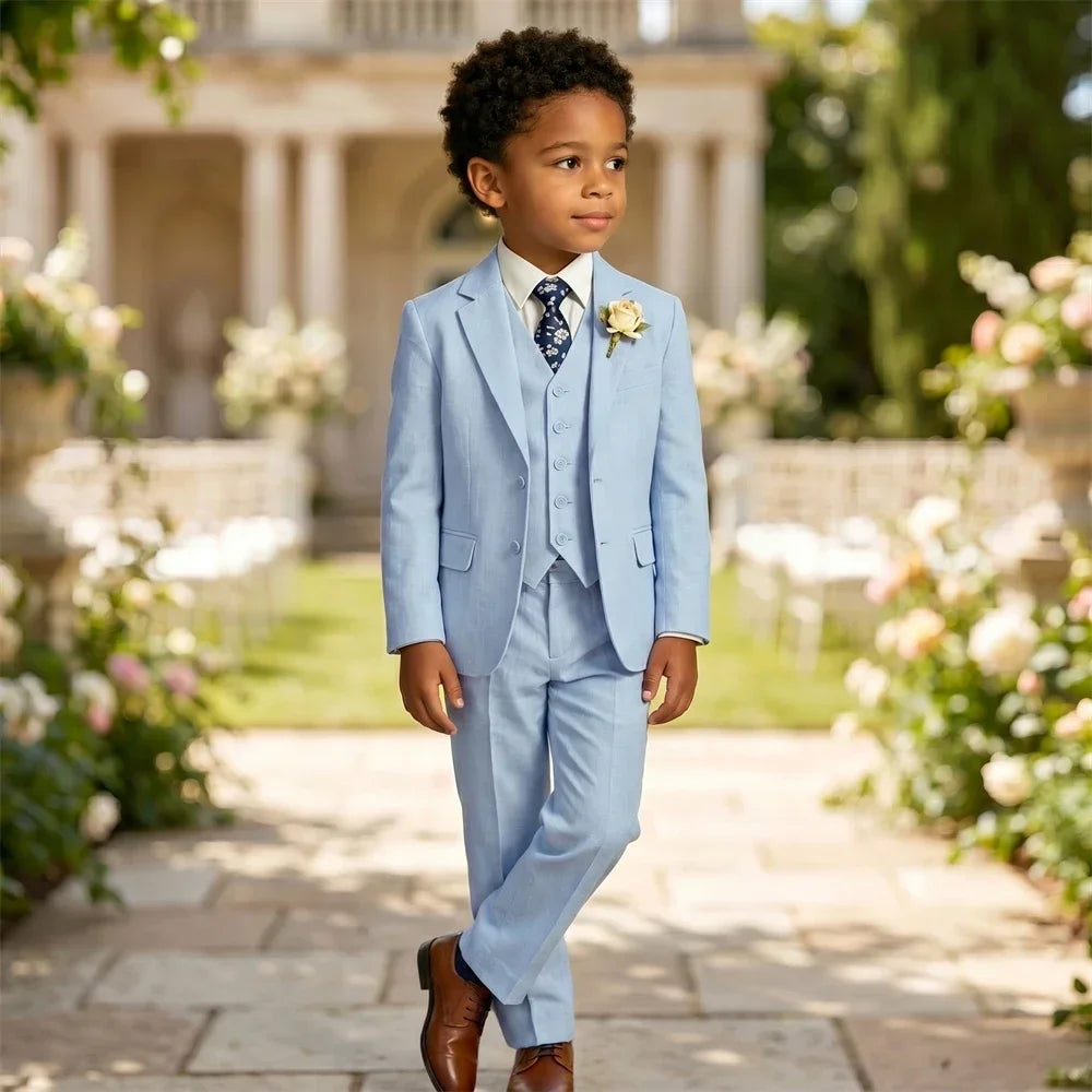 Boys 4-Piece Formal Suit Set – Single Breasted, Notched Collar, Wedding & Occasion Wear