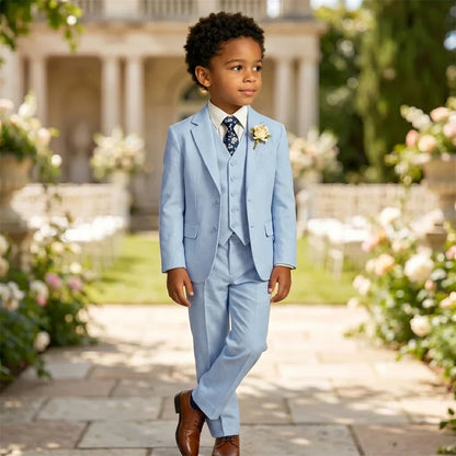 Boys 4-Piece Formal Suit Set – Single Breasted, Notched Collar, Wedding & Occasion Wear