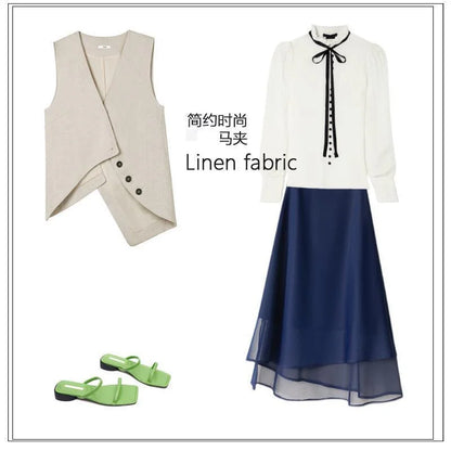 Summer Women High End Suit Sleeveless Outwear Spring Female Casual Waistcoat Jacket Korean Ladies Fashion Solid Color Vest Coat