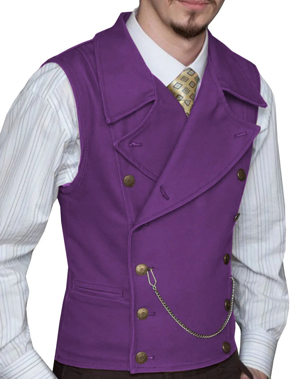 Men's Double Breasted Waistcoat – Solid Color Formal Vest for Weddings & Events