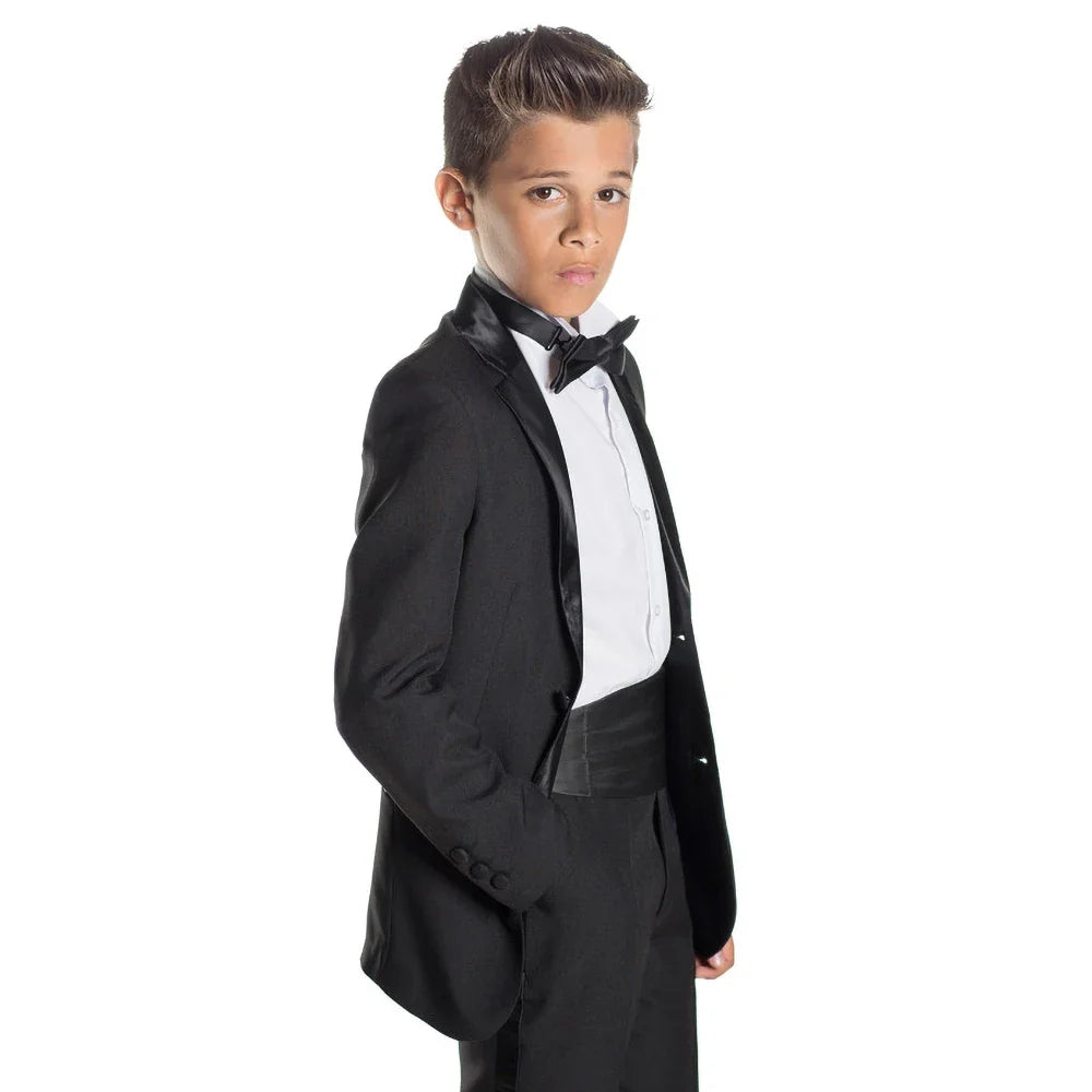 Chic Kids Clothes Fashion Satin Notch Lapel Formal Wedding Tuxedos Elegant Single Breasted Boys Suits 2 Piece (Blazer+Pants)