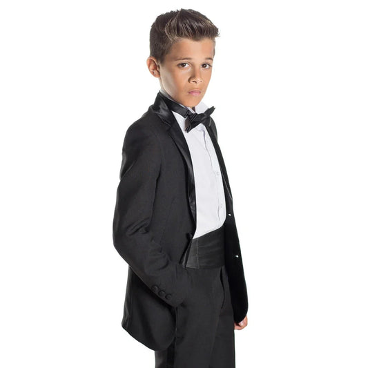 Chic Kids Clothes Fashion Satin Notch Lapel Formal Wedding Tuxedos Elegant Single Breasted Boys Suits 2 Piece (Blazer+Pants)