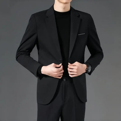 Men's Blazer Single Button Smart Casual Jacket — White & Black