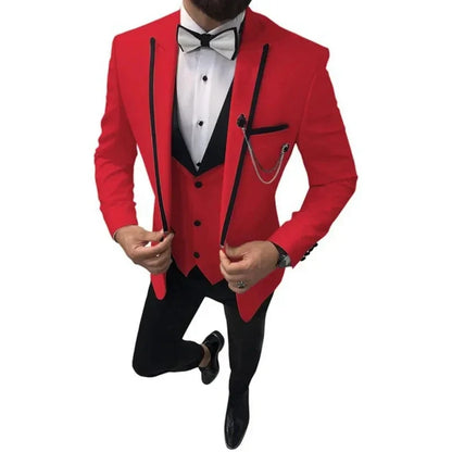 Men wedding Suits Slim Fit Casual Business Groomsmen Grey Green Ivory Lapel Tuxedos for Formal Wedding 3 pic (Blazer+Pants+Vest)