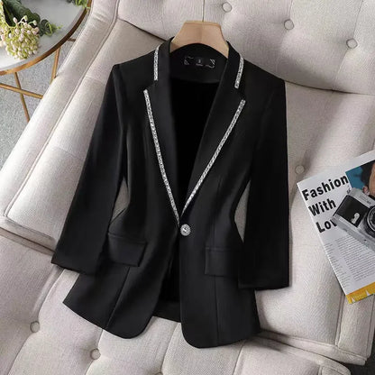 Over Glitter Diamond Female Coats and Jackets Black Long Sequin Jacket Dress Outerwear White Clothing Women's Blazers New In
