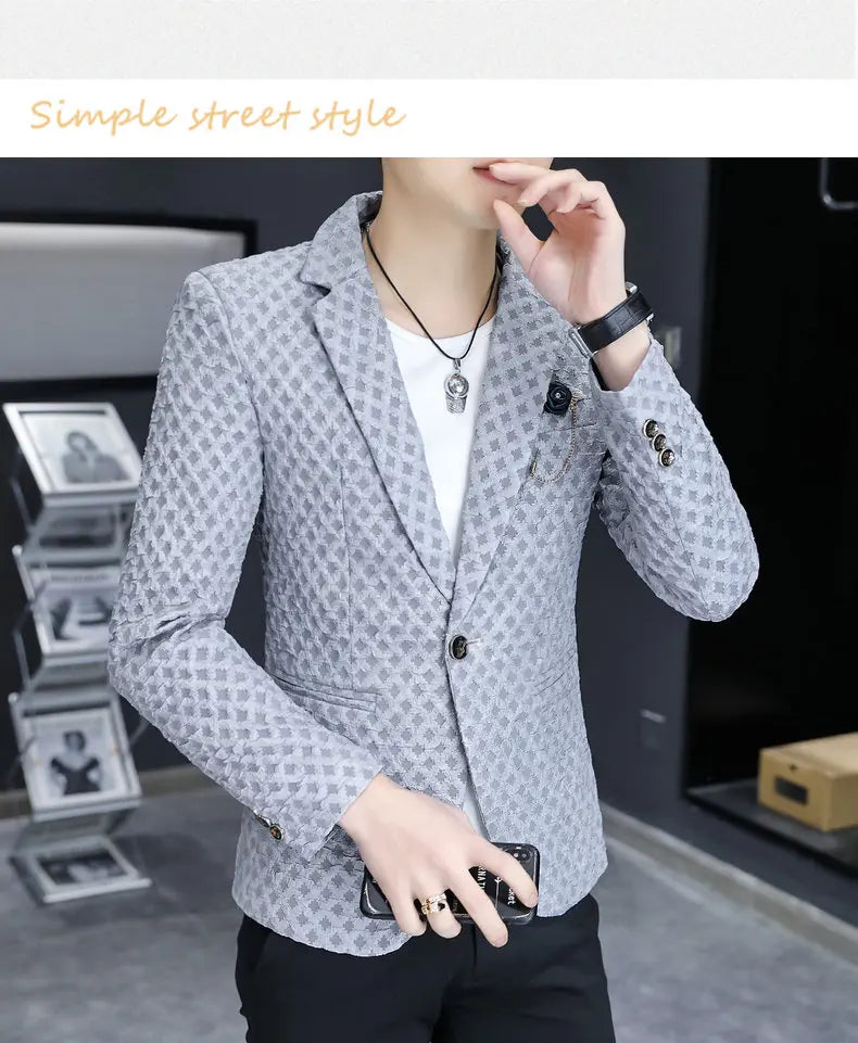 Blazer Men's Fashion Outdoor Travel Gentleman Wedding Slimming Business Versatile Trendy Casual Korean-style Formal Wear Blazer
