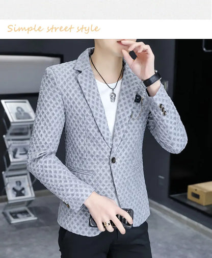 Blazer Men's Fashion Outdoor Travel Gentleman Wedding Slimming Business Versatile Trendy Casual Korean-style Formal Wear Blazer