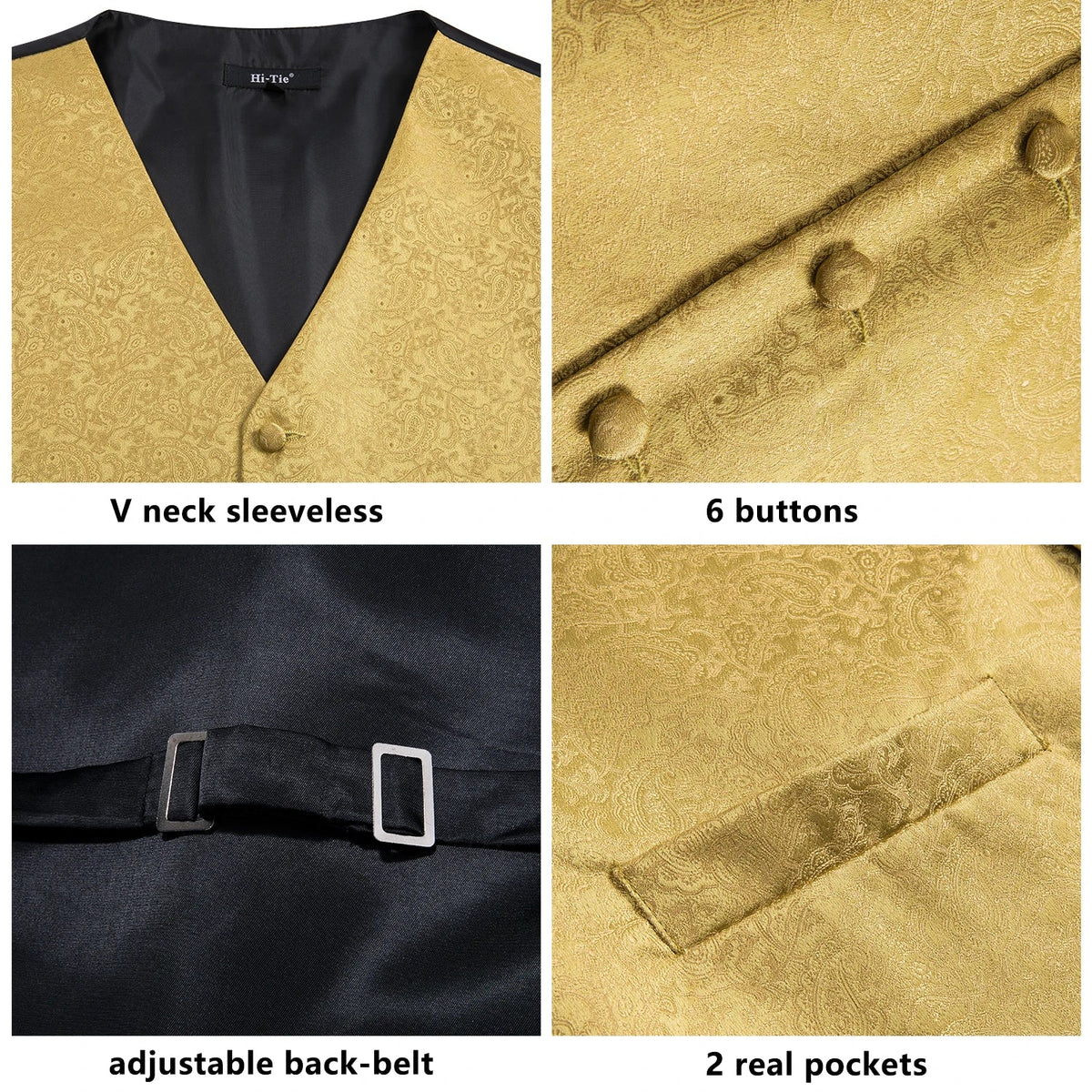 Men's Floral Paisley Vest and Tie Set – Formal Waistcoat with Necktie and Pocket Square for Weddings and Business Events